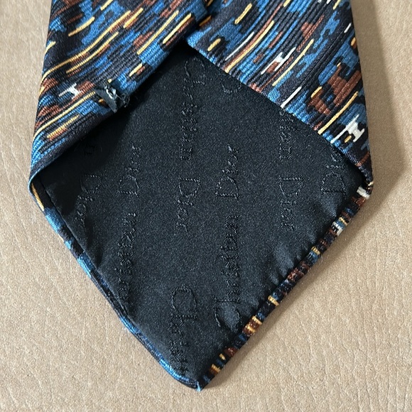 VTG Bundle of 3 Designer Ties, Balenciaga, C. Dior, Hermès, blue tones, silk - Picture 5 of 12